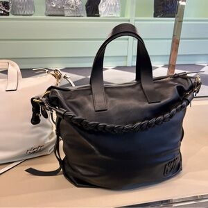 Miu Miu Black Leather Tote with Braided Handle